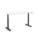 Adjustable height modern white desk with black legs on white background. (White-60&quot;)