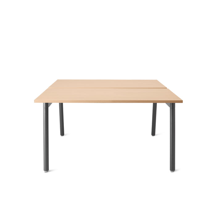 Modern wooden table with metal legs on a white background. (Natural Oak-47&quot;)
