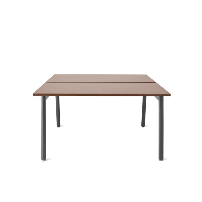 Modern brown wooden table with metal legs on a white background (Walnut-47&quot;)