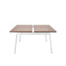 Modern white and wood extendable table on a white background. (Walnut-47&quot;)
