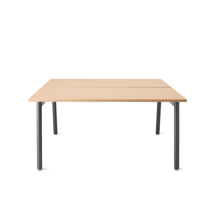 Modern wooden office desk with gray legs on a white background (Natural Oak-57&quot;)