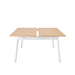 Modern extendable wooden table with white legs on a white background. (Natural Oak-57&quot;)