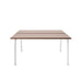 Modern brown wooden table with white legs isolated on a white background. (Walnut-57&quot;)