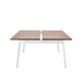 Modern extendable wooden table with white legs on a white background. (Walnut-57&quot;)
