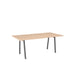 Minimalist wooden table with gray legs on a white background. (Natural Oak)