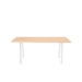 Modern minimalist wooden desk with white legs on a white background. (Natural Oak)