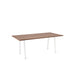 Modern wooden table with white legs on a white background. (Walnut)