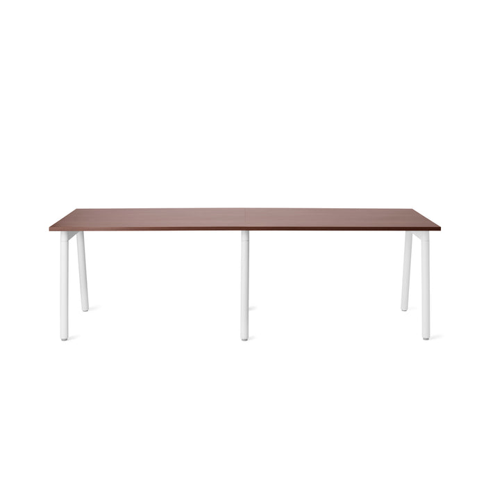 Modern brown tabletop with white legs on a white background. (Walnut-47&quot;)