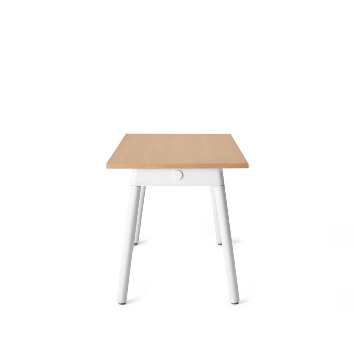 Modern wooden desk with white legs on a white background. (Natural Oak-47&quot;)