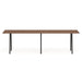 Modern wood dining table with black metal legs on white background. (Walnut-144&quot; x 36&quot;)