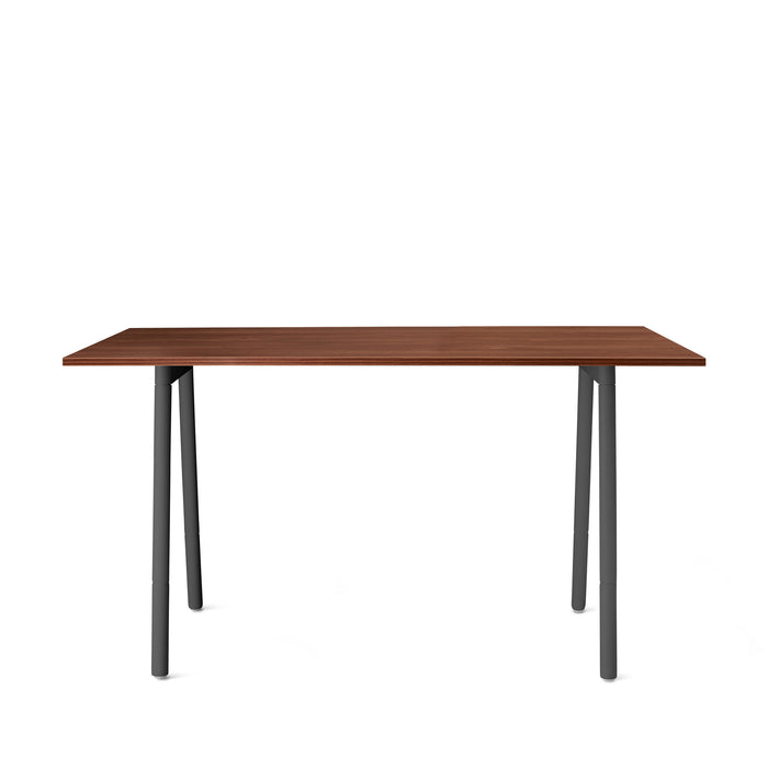Simple modern wooden table with black legs on a white background. (Walnut-72&quot; x 36&quot;)