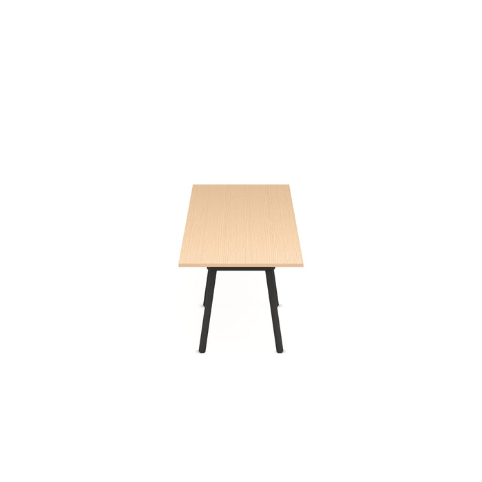 Modern wooden table with black legs isolated on white background. (Natural Oak-144&quot; x 36&quot;)