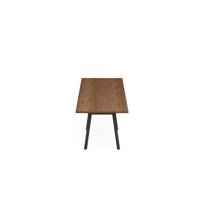 Modern wooden table with black legs on white background (Walnut-144&quot; x 36&quot;)