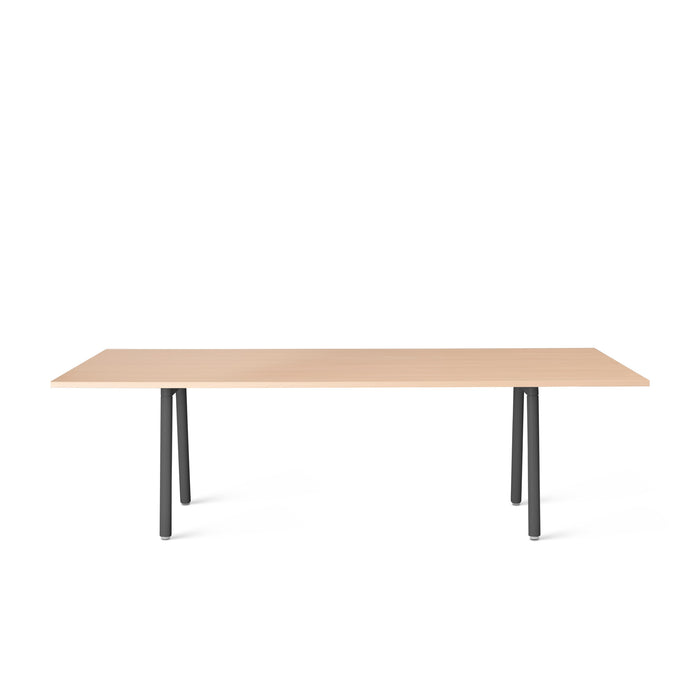Simple modern wooden table with black metal legs on white background. (Natural Oak-96&quot; x 42&quot;)