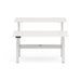 Adjustable height white standing desk with dual tiers on a white background. (White-60&quot;)