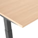 Close-up view of a corner of a wooden desk with metal legs. (Natural Oak-57&quot;)(Natural Oak-47&quot;)(Natural Oak-60&quot;)