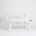 Modern white tables in a minimalist setting against a white background. (White-57&quot;)(White-47&quot;)