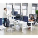 Alt text: "Two professionals working in a modern office with standing and sitting desks and ergonomic chairs." (White-57&quot;)(White-47&quot;)