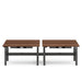 Two brown extendable wooden dining tables with black legs on white background. (Walnut-57&quot;)