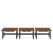Modular brown wooden benches with black metal frames on white background (Walnut-57&quot;)