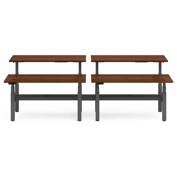 Two brown wooden park benches on a white background. (Walnut-60&quot;)