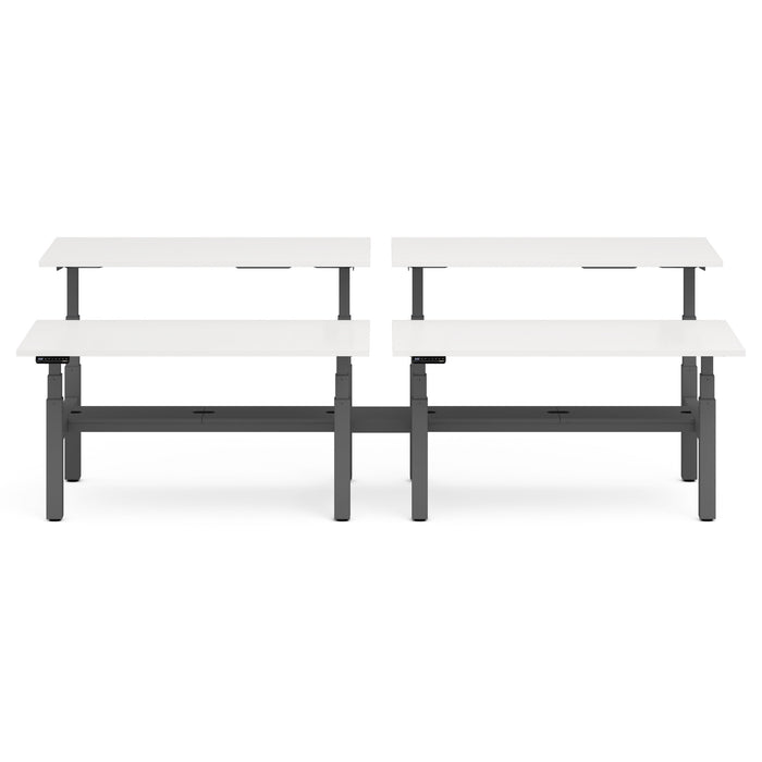 Two modern white and black outdoor picnic tables on a white background. (White-60&quot;)