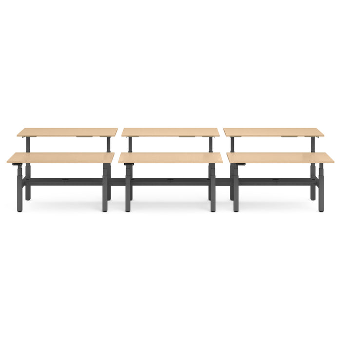 Three modern wooden benches with black metal legs on a white background. (Natural Oak-60&quot;)