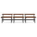 Three wooden picnic tables with metal frames on white background. (Walnut-60&quot;)