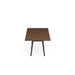 Modern brown square table with black metal legs on a white background. (Walnut-124&quot; x 42&quot;)