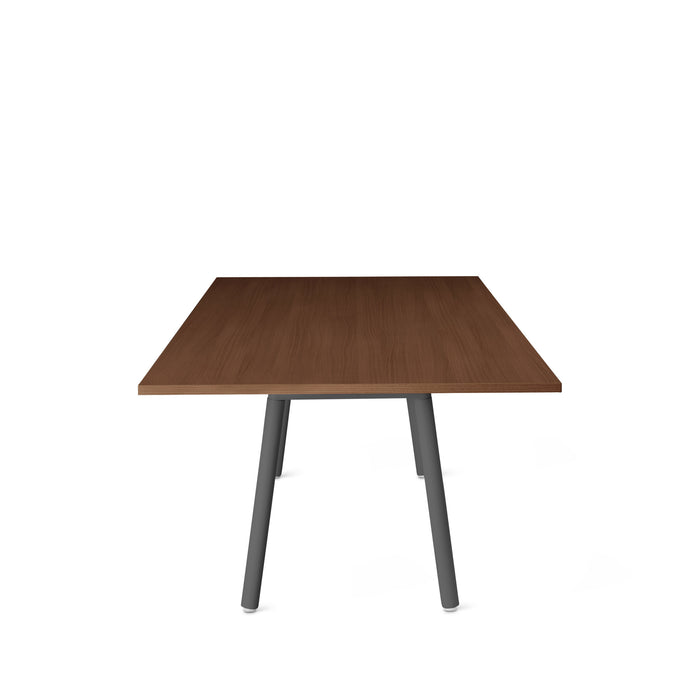 Modern square wooden table with metal legs isolated on white background. (Walnut-96&quot; x 42&quot;)