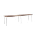 Modern minimalist brown wooden table with white legs on a white background. (Walnut-57&quot;)