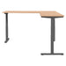 Adjustable standing desk with oak finish and black metal frame on white background. (Natural Oak)