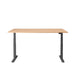 Adjustable height modern desk with wooden top and black metal legs on a white background. (Natural Oak-72&quot;)
