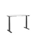 Modern height-adjustable desk with white top and black frame on a white background. (White-57&quot;)