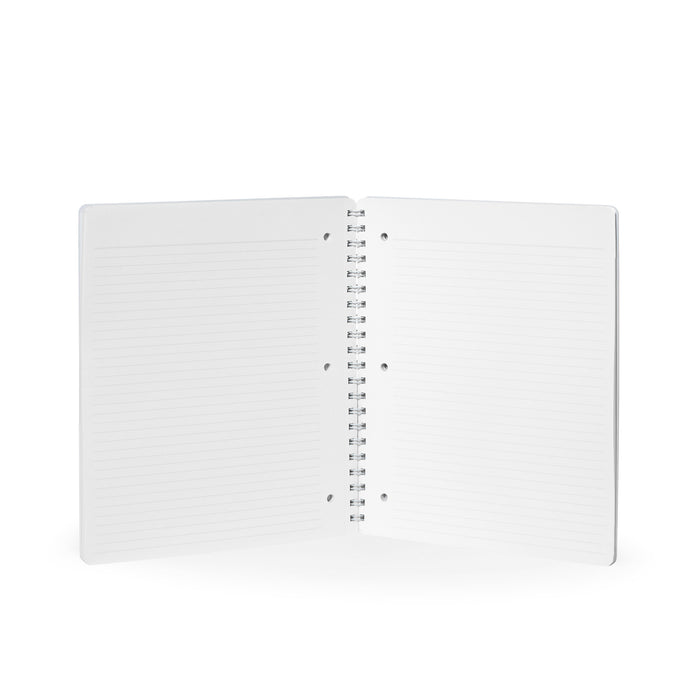 Open blank lined notebook on white background (Sky)
