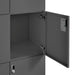 Gray metal storage cabinet with open empty compartment and combination lock. (Charcoal)