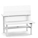 Modern white stainless steel commercial kitchen prep table with overhead shelf. (55&quot;)