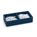 Blue desk organizer tray with white paper clips and pins on white background (Slate Blue)