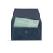 Dark blue business card holder with one card displayed on white background. (Storm)