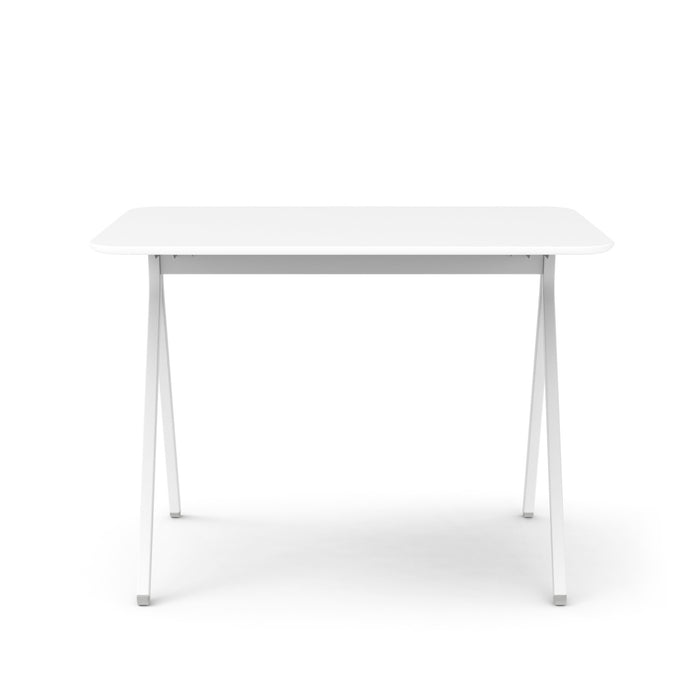 Modern white minimalist desk isolated on a white background (White)