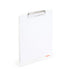 Blank white clipboard with metal clip on plain background (White)