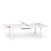 Modern white convertible ping pong table in isolated background. (Dark Gray-Mid Back)(Dark Gray-High Back)