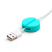 USB cable with teal cable organizer on white background (White)