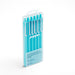 Pack of 6 Poppin blue retractable gel pens in clear packaging on (Aqua-Blue)
