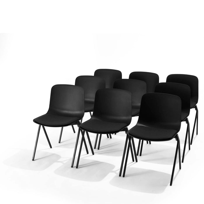 Row of black modern chairs on white background (Black)