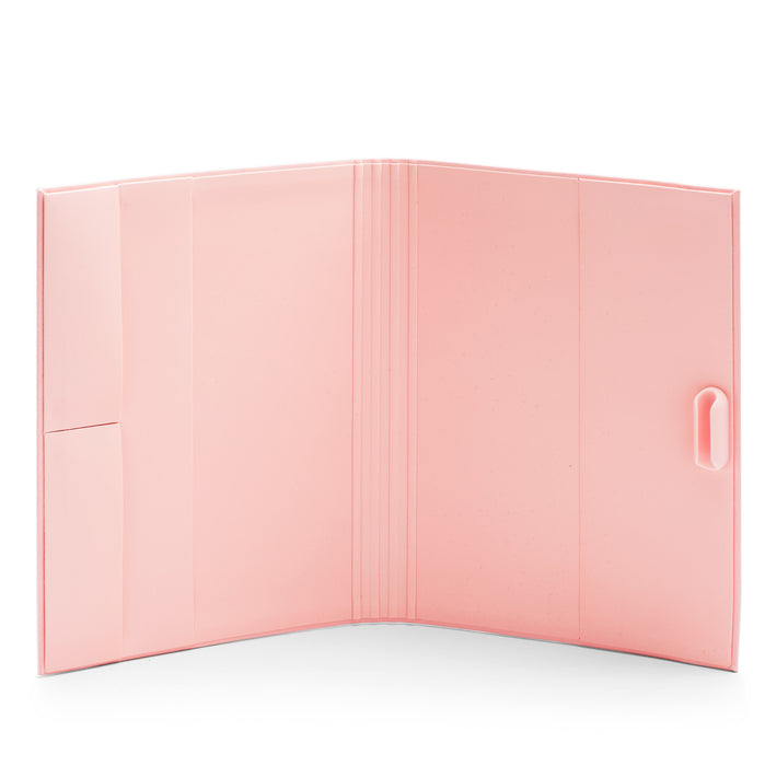 Open pink folder on white background. (Blush)