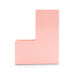 Alt text: Light pink uppercase letter L isolated on a white background. (Blush)