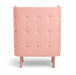 Pink tufted headboard with wooden legs isolated on white background. (Blush-Blush)(Gray-Blush)