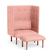 High-back pink wing chair with matching ottoman on white background. (Blush-Blush)(Gray-Blush)