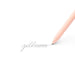 Peach colored pen writing the word 'hello' in cursive on white background (Blush-Black)